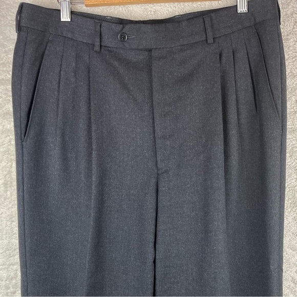 VITO RUFOLO Italian Wool Charcoal Dress Psnts Size 36 Cuffed Hem - Picture 2 of 15